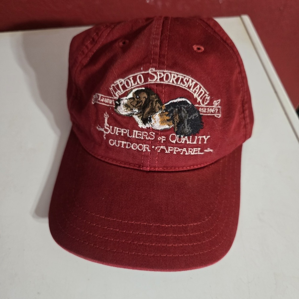 Rare VTG Polo Sport Ralph Lauren Sportsman Pointer Dog Strapback Hat Hunting Cap